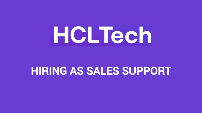HCL Tech Walk-in Drive 2023: Mass Hiring for Sales Support